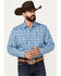 Image #1 - Rodeo Clothing Men's Southwestern Print Long Sleeve Snap Western Shirt, Blue, hi-res