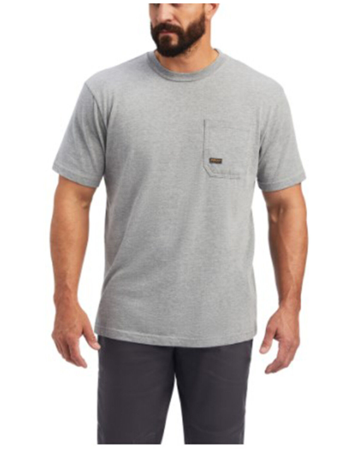 Image #1 - Ariat Men's Rebar Cotton Dog Tags Graphic Work T-Shirt, Heather Grey, hi-res