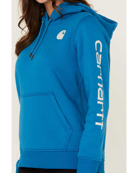 Image #3 - Carhartt Women's Relaxed Fit Midweight Logo Graphic Hoodie, Blue, hi-res