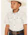 Image #2 - Cody James Boys' Bull Cactus Short Sleeve Snap Western Shirt, Oatmeal, hi-res