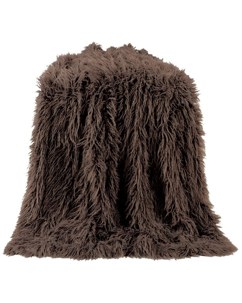HiEnd Accents Chocolate Mongolian Faux Fur Throw Blanket, Chocolate, hi-res