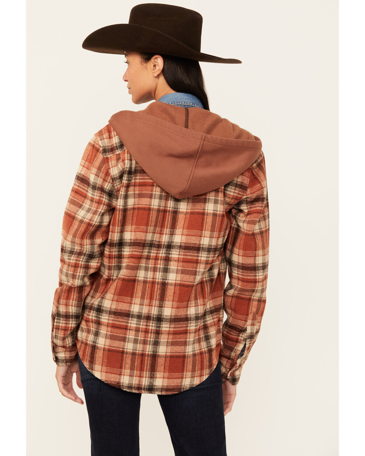 Image #4 - Kimes Ranch Delano Plaid Print Hooded Flannel Jacket, Rust Copper, hi-res