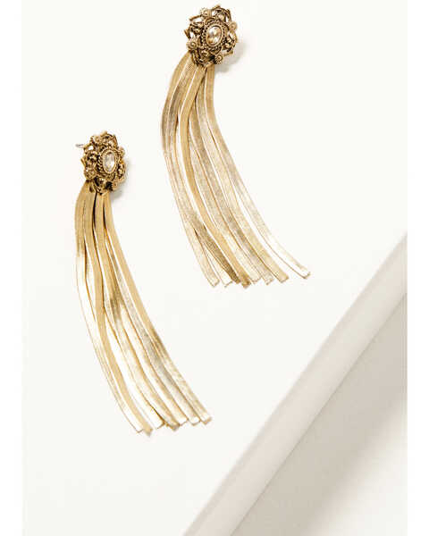 Image #1 - Wonderwest Women's Irina Fringe Earrings , Gold, hi-res