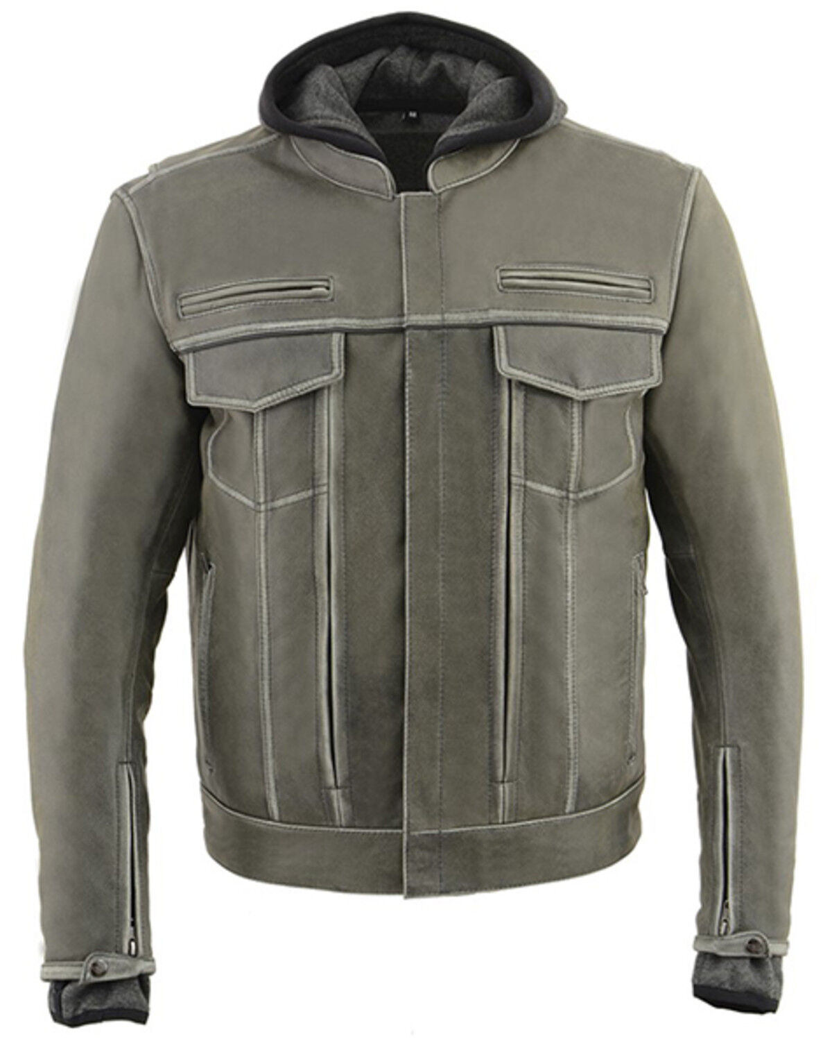Image #1 - Milwaukee Leather Men's Distressed Utility Pocket Ventilated Concealed Carry Motorcycle Jacket - 5X, Grey, hi-res