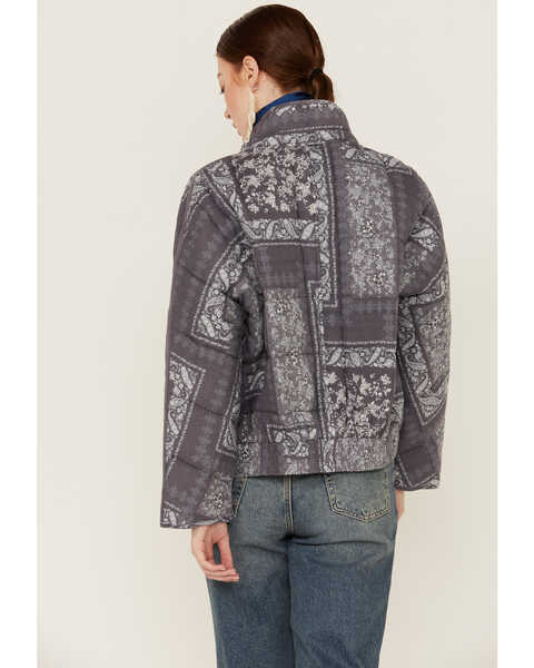 En Creme Women's Quilted Patchwork Zip Jacket, Grey, hi-res