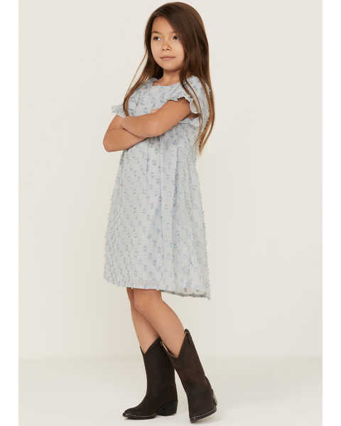 Hayden Girls' Ruffle Sleeve Swiss Dot Tunic Dress, Blue, hi-res