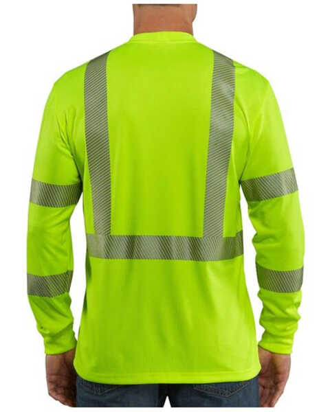 Image #2 - Carhartt Force Men's High-Visibilty Class 3 Long Sleeve Work T-Shirt, Yellow, hi-res