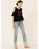 Image #2 - White Crow Women's I'll Drink To That Graphic Short Sleeve Cold Shoulder Top, Black, hi-res