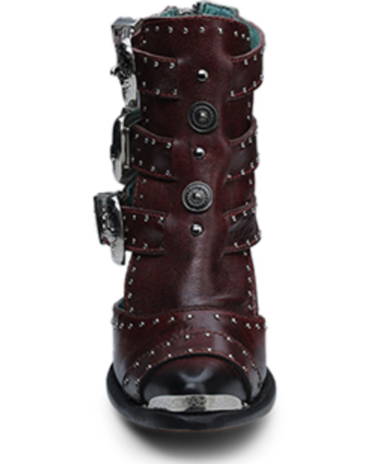 Image #3 - Corral Women's Studded Fashion Booties - Round Toe, Red, hi-res