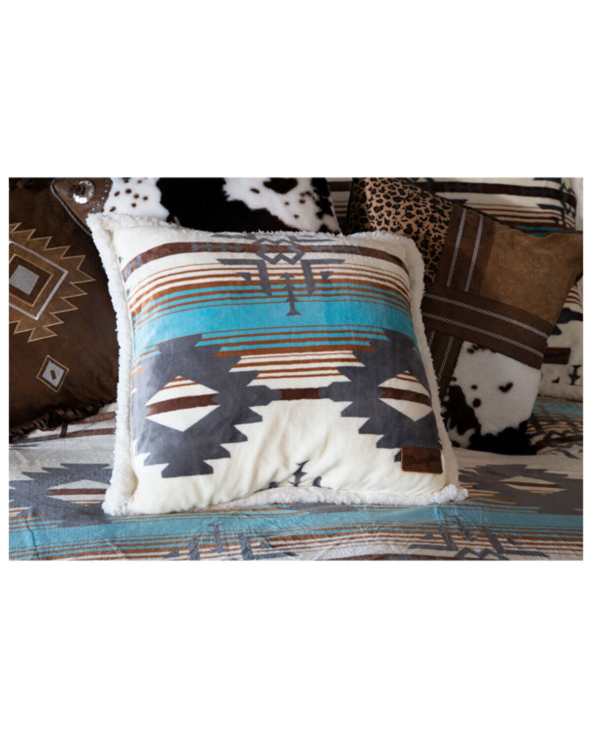 Image #3 - Wrangler Lone Mountain Plush Sherpa Bedspread Set - Queen, Blue, hi-res