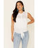 Cotton & Rye Outfitters Women's Eyelet Tie-Front Sleeveless Top , White, hi-res