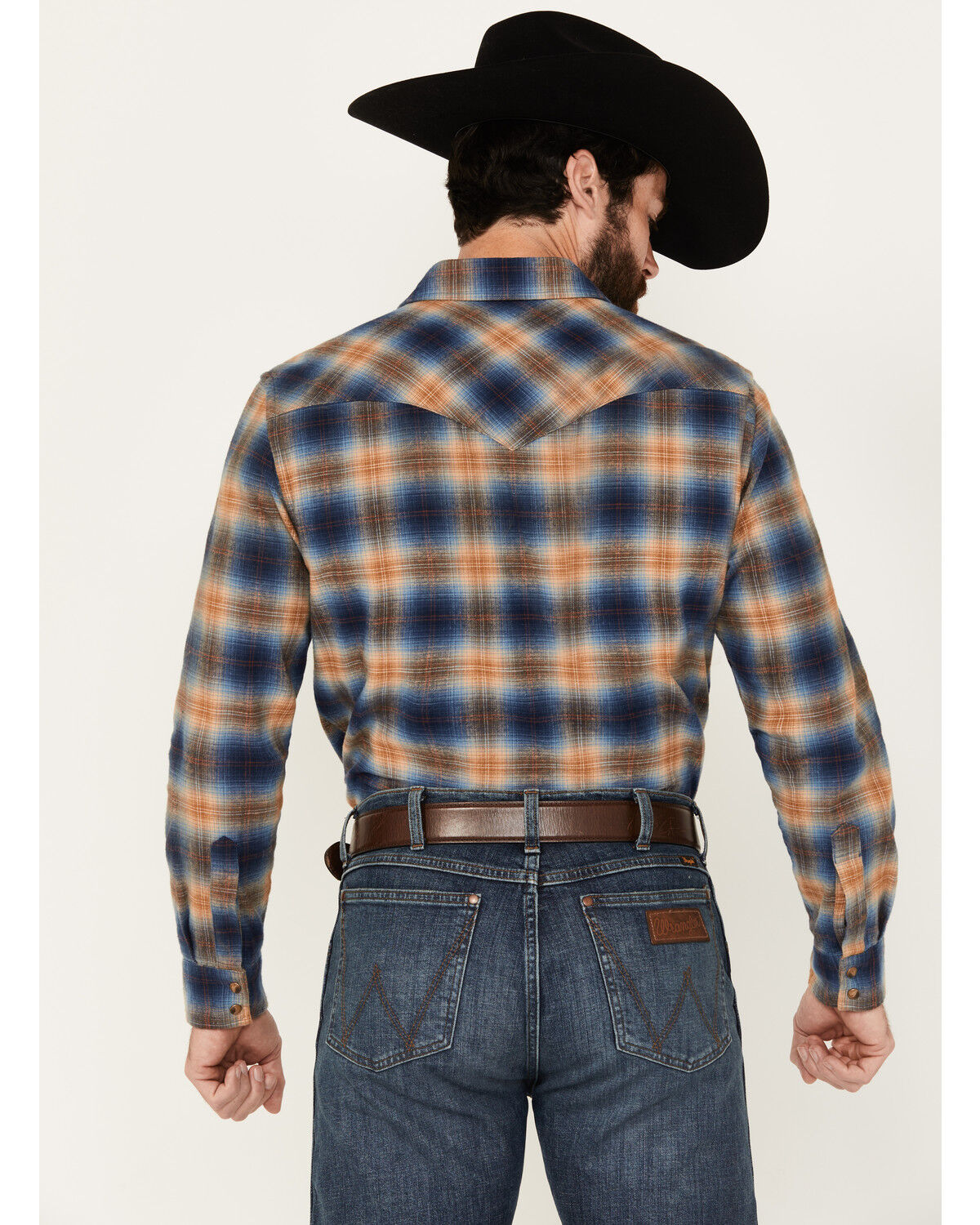 Image #4 - Pendleton Men's Wyatt Plaid Print Long Sleeve Snap Western Shirt, Dark Blue, hi-res