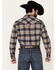 Pendleton Men's Wyatt Plaid Print Long Sleeve Snap Western Shirt, Dark Blue, hi-res