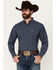 Image #1 - Ariat Men's Prestcot Windowpane Plaid Print Long Sleeve Performance Shirt - Tall, Navy, hi-res