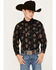 Image #1 - Rock & Roll Denim Boys' Dale Brisby Flame Steer Head Long Sleeve Snap Western Shirt, Black, hi-res