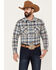 Image #1 - Pendleton Men's Canyon Plaid Print Long Sleeve Western Snap Shirt, Blue, hi-res
