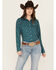 Image #1 - Cinch Women's ARENAFLEX® Floral Long Sleeve Button Down Western Shirt, Teal, hi-res