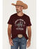 Image #1 - Cinch Men's Boot Barn Exclusive Jean Co. Short Sleeve Graphic T-Shirt, Burgundy, hi-res