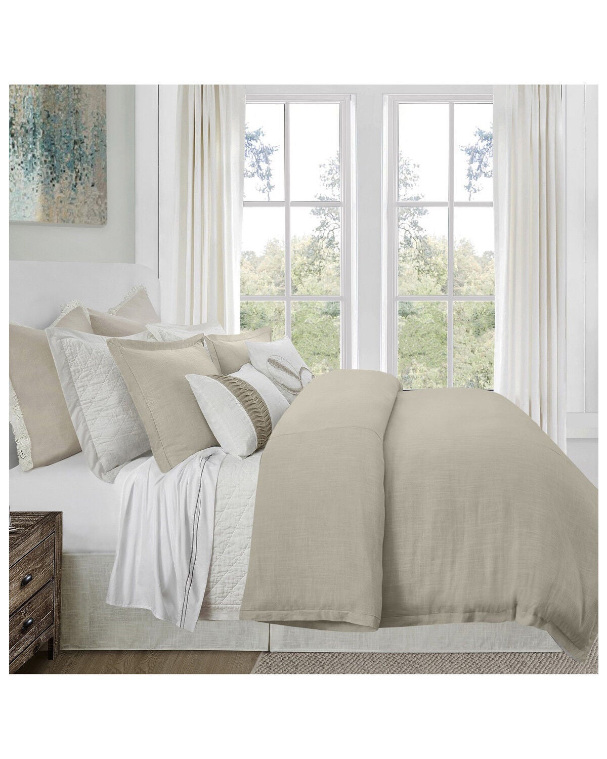 HiEnd Accents Hera Queen Duvet Set - 3 Piece, Tan, hi-res