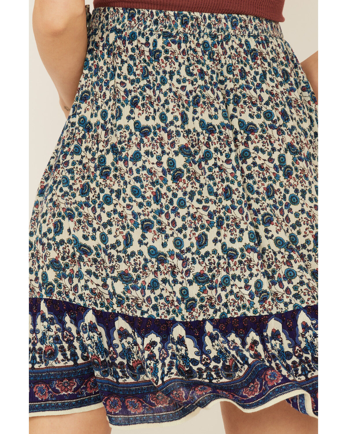 Image #4 - Bila Women's Border Print Wrap Mini Skirt, Blue, hi-res
