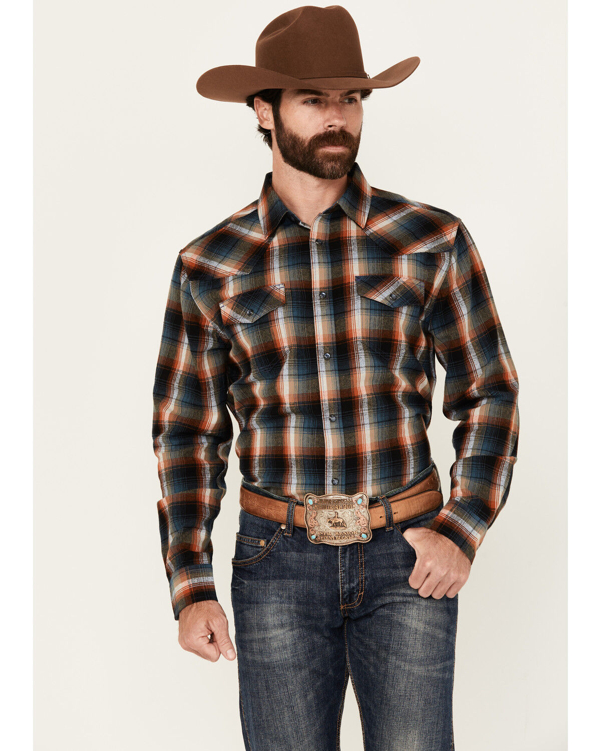 Image #1 - Cody James Men's Santa Cruz Plaid Print Long Sleeve Snap Flannel Shirt - Big, Brown, hi-res