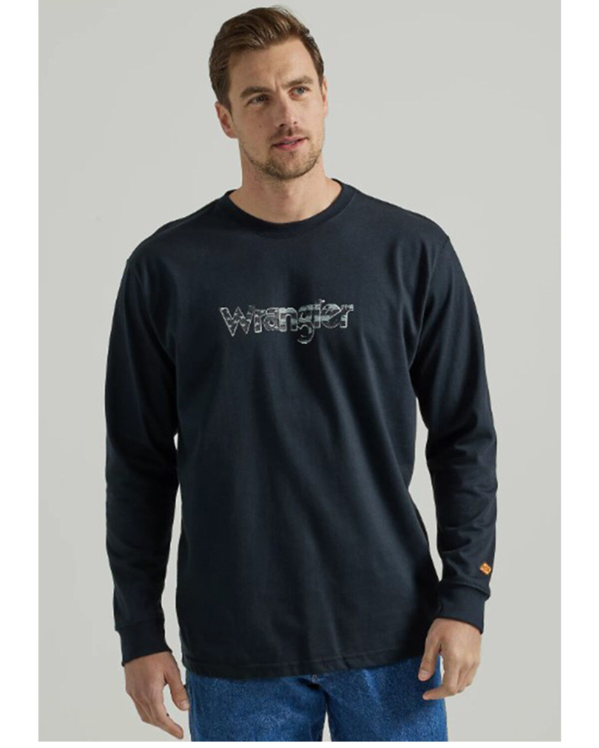 Image #1 - Wrangler Men's FR Flag Long Sleeve Graphic T-Shirt, Black, hi-res