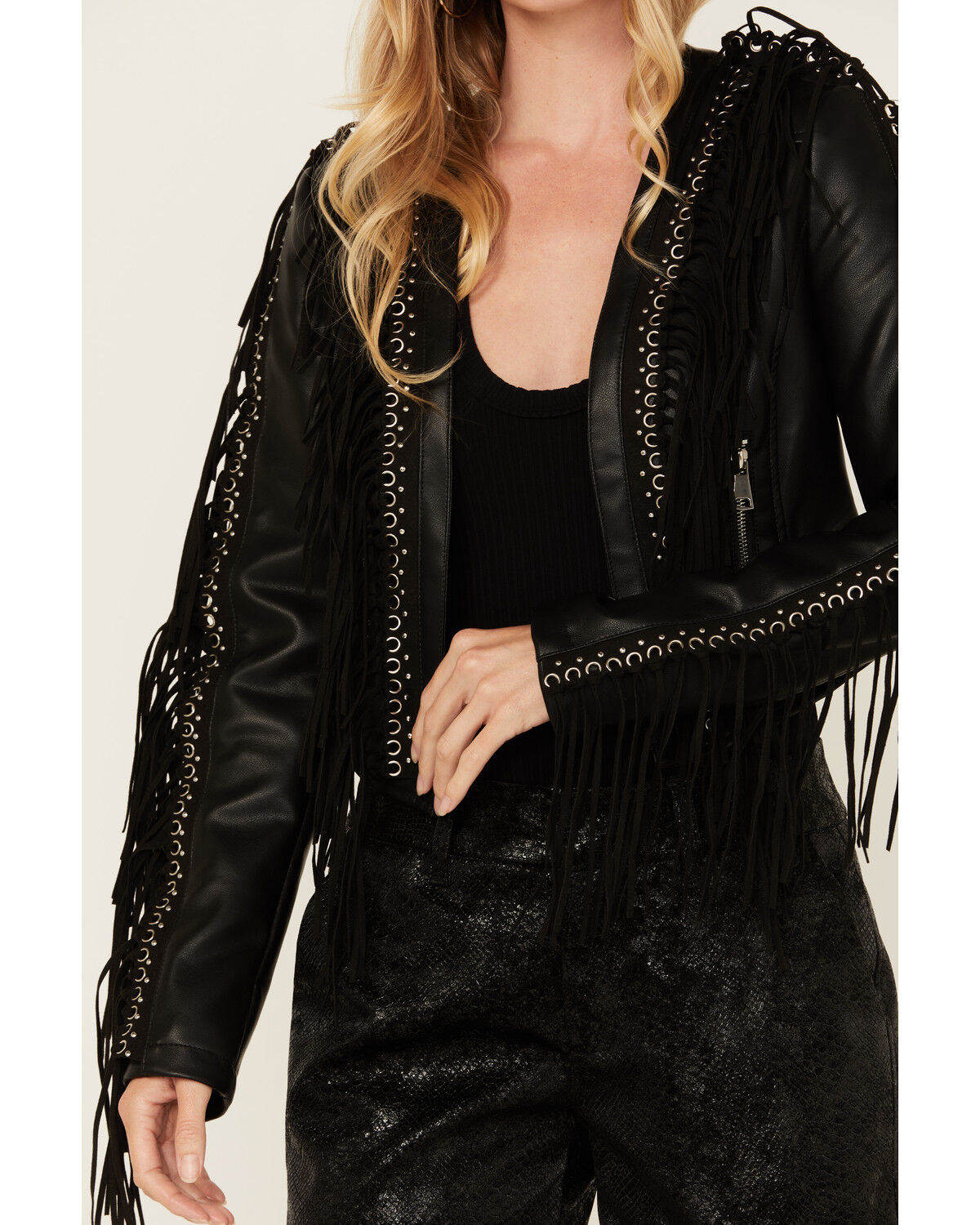 Image #3 - Azalea Wang Women's Oliver Faux Leather Fringe Jacket, , hi-res