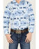 Image #3 - Rock & Roll Denim Boys' Southwestern Print Long Sleeve Stretch Pearl Snap Western Shirt, Blue, hi-res