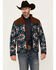 Image #1 - RANK 45® Men's Southwestern Print Color Block Jacket, Dark Teal, hi-res