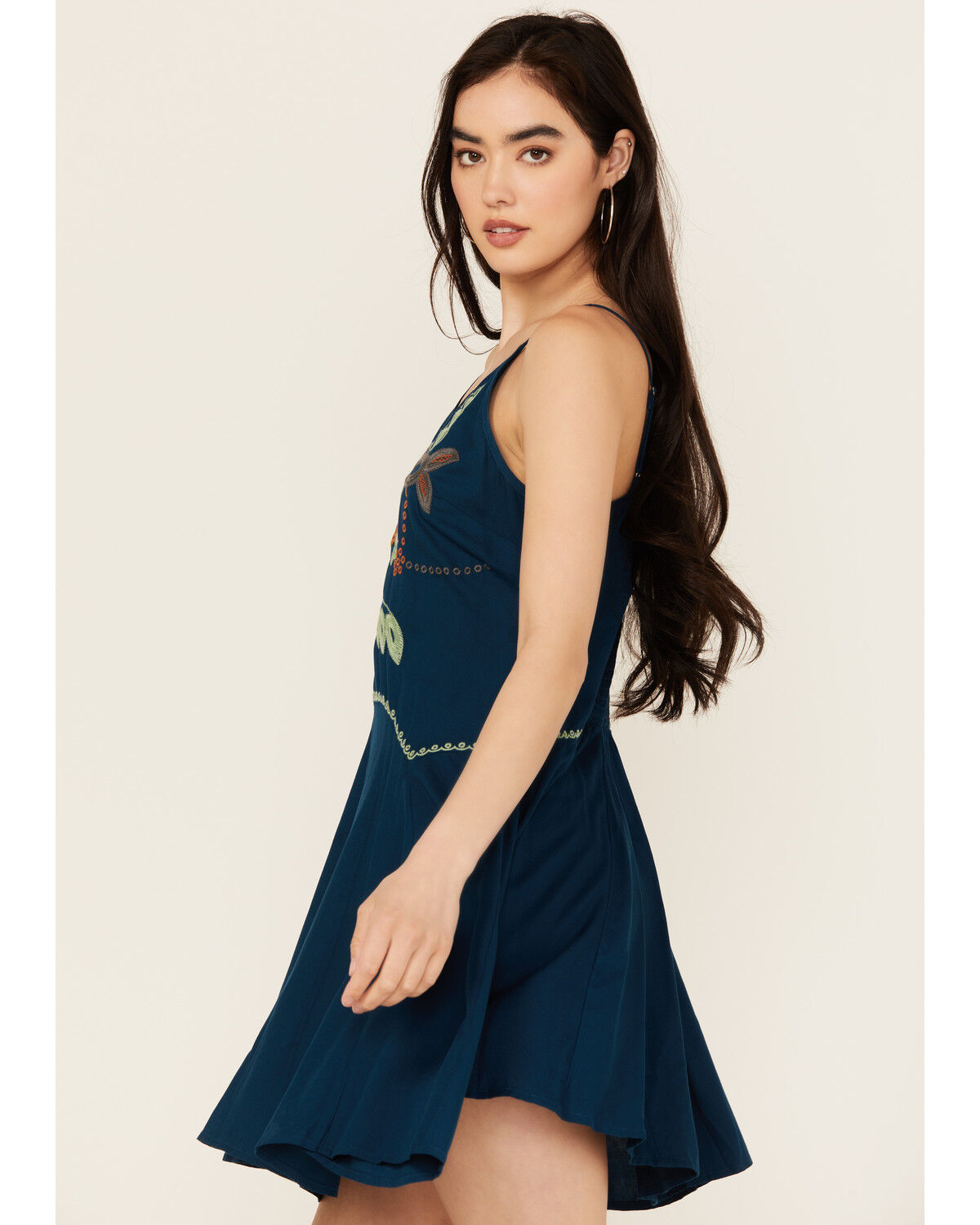 Image #2 - Shyanne Women's Challis Embroidered Mini Dress, Dark Blue, hi-res