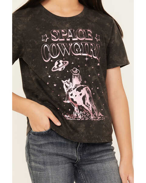Image #3 - Self Esteem Girls' Space Cowgirl Short Sleeve Graphic Tee, Black, hi-res