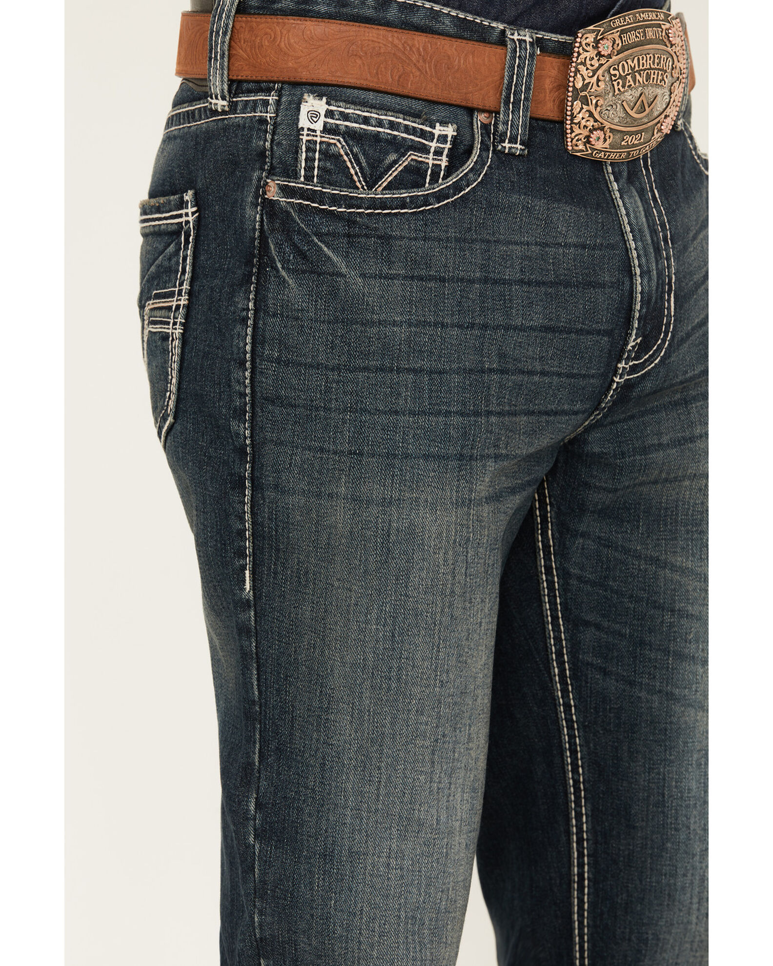 Product Name: Rock & Roll Denim Men's Double Barrel Medium Vintage Wash  Relaxed Bootcut Rigid Jeans