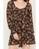 Image #3 - Idyllwind Women's Aldrich Conversation Print Long Sleeve Mini Dress, Dark Brown, hi-res
