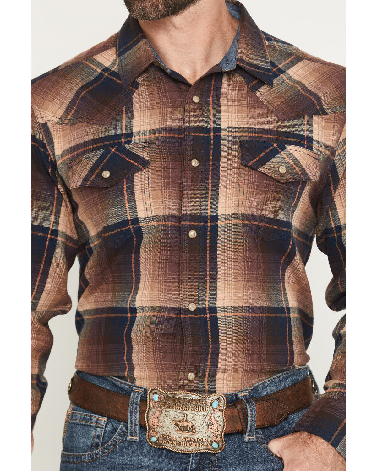Image #3 - Cody James Men's Label Plaid Print Long Sleeve Snap Flannel Shirt, Multi, hi-res