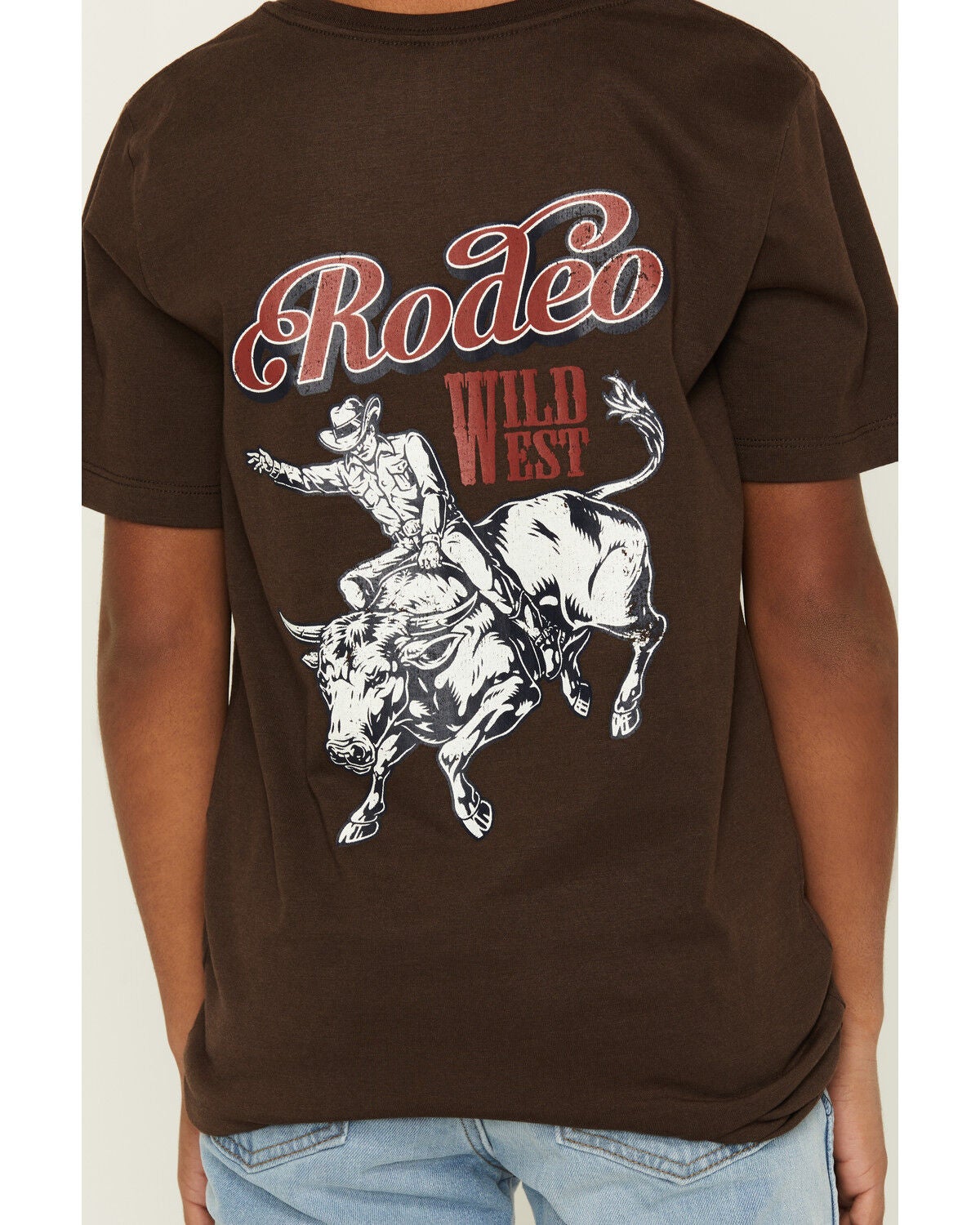 Image #3 - Sable Sky Boys' Rodeo Bull Rider Short Sleeve Graphic T-Shirt, Dark Brown, hi-res