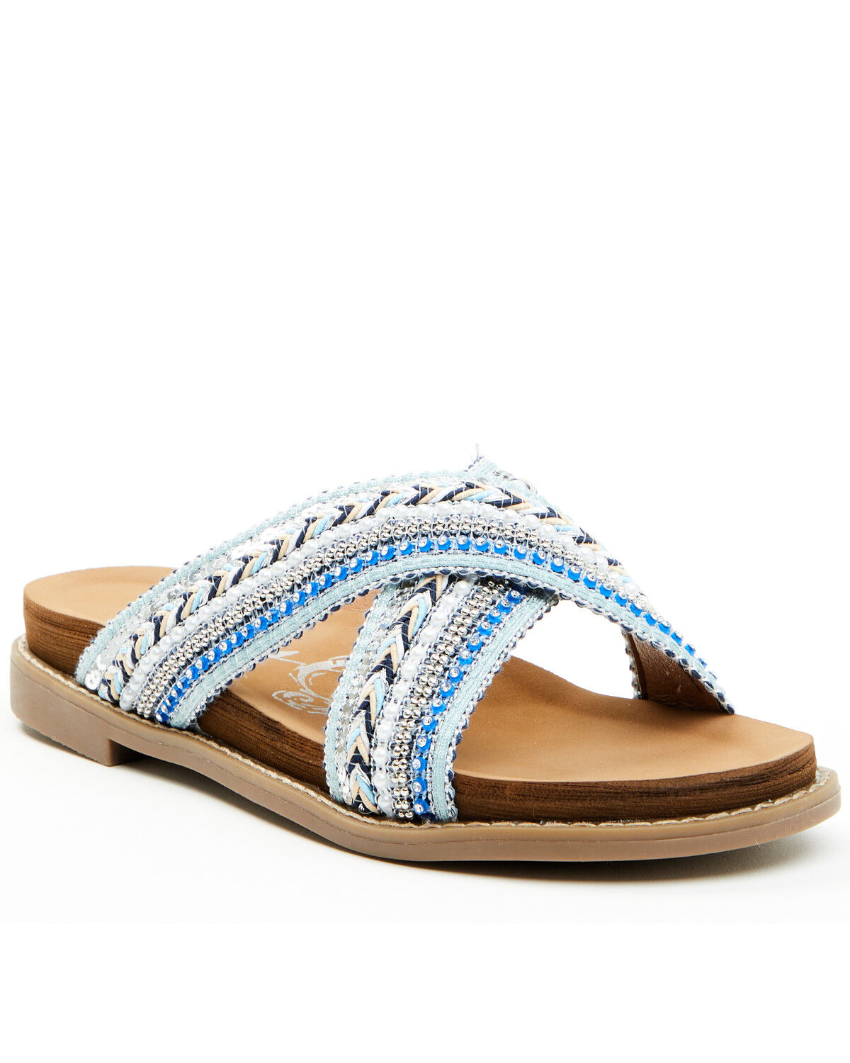 Image #1 - Very G Women's Elkin Beaded Sandals, Blue, hi-res