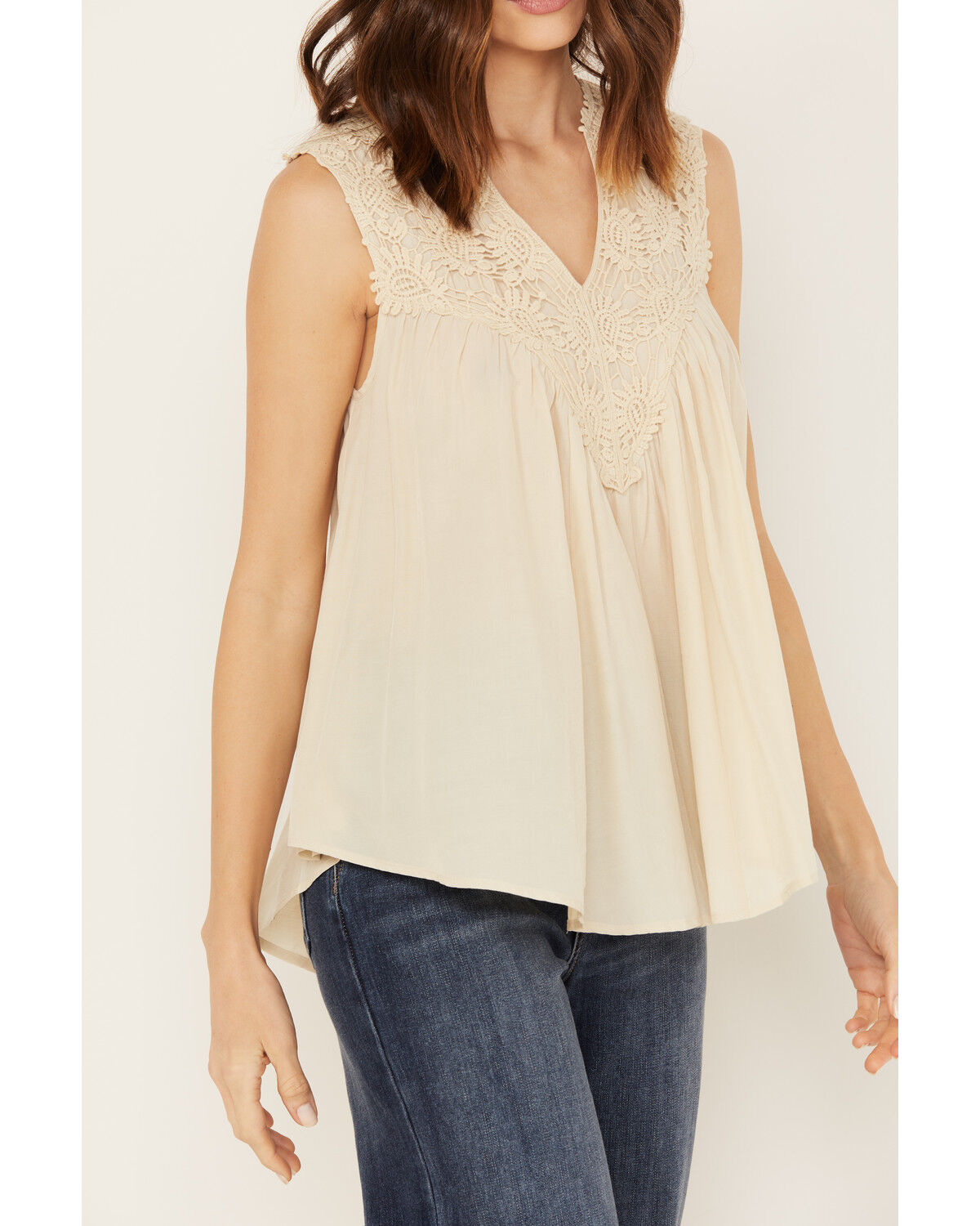 Image #3 - Molly Bracken Women's Crochet Sleeveless Peasant Top, Ivory, hi-res