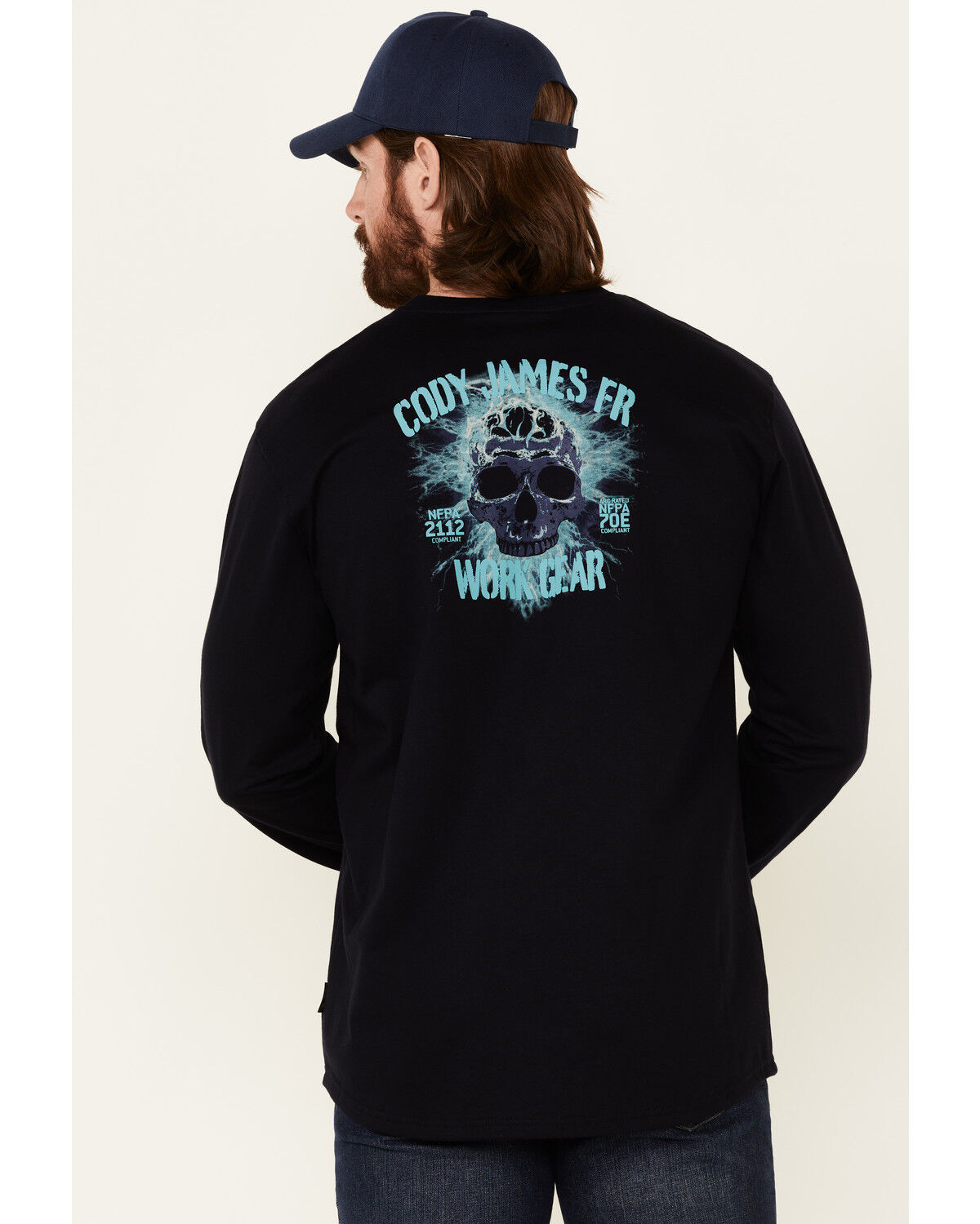 Image #4 - Cody James Men's FR Back Graphic Long Sleeve Work T-Shirt, Navy, hi-res