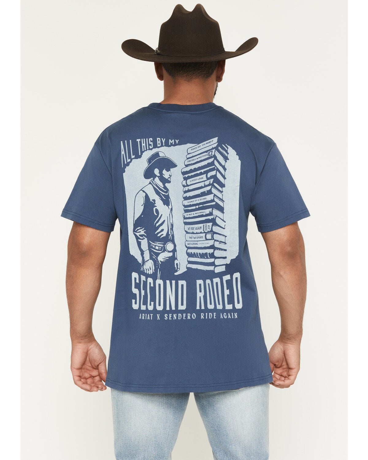 Image #1 - Ariat X Sendero Men's Second Rodeo Short Sleeve Graphic T-Shirt, Blue, hi-res