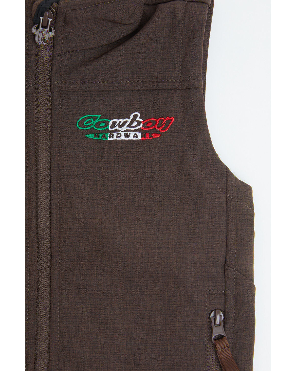 Image #3 - Cowboy Hardware Toddler Boys' Hecho en Mexico Softshell Vest, Brown, hi-res