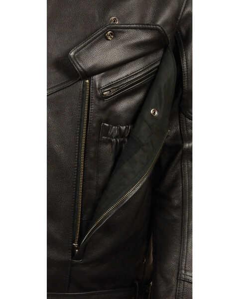 Image #4 - Milwaukee Leather Men's Side Set Belt Utility Pocket Motorcycle Jacket, Black, hi-res