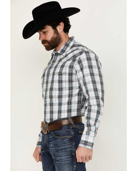 Image #2 - Wrangler Retro Men's Premium Plaid Print Long Sleeve Snap Western Shirt - Tall , Blue, hi-res