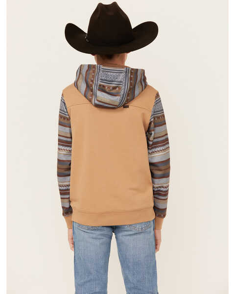 Image #4 - Hooey Boys' Striped Print Logo Hooded Sweatshirt , Brown, hi-res