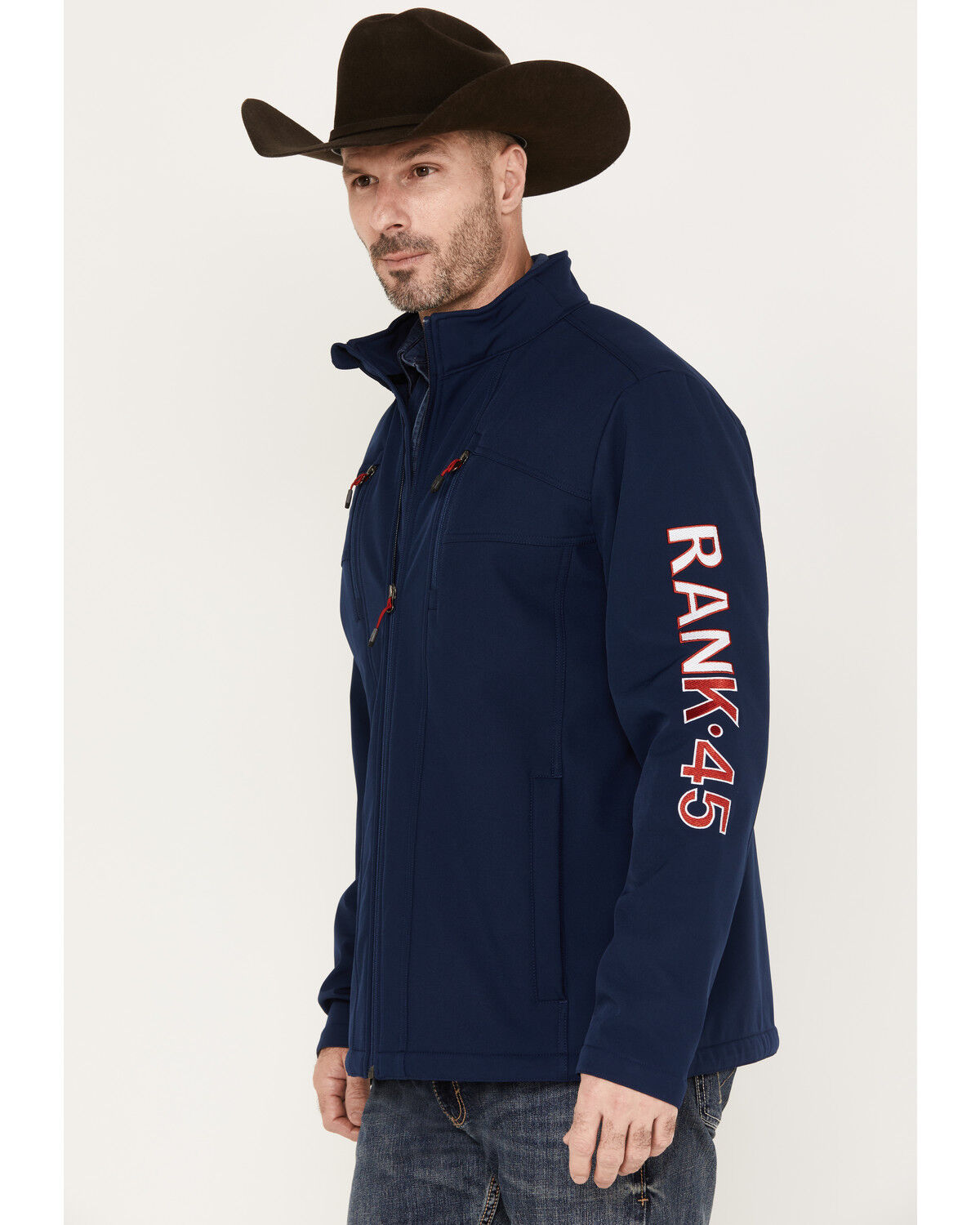 Image #1 - RANK 45® Men's Arlington Embroidered Softshell Jacket, Navy, hi-res