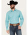 Image #1 - Rough Stock by Panhandle Men's Dotted Striped Long Sleeve Pearl Snap Western Shirt, Turquoise, hi-res