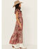 Image #3 - Shyanne Women's Printed Chiffon Short Sleeve Maxi Dress, Rust Copper, hi-res