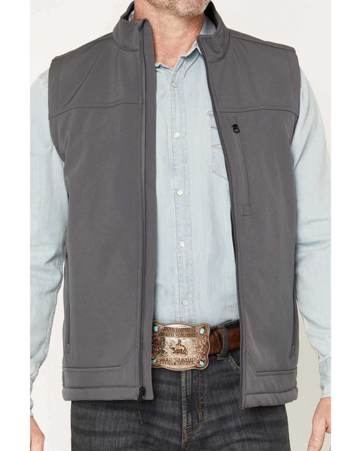 Image #3 - Cody James Men's Estacado Solid Concealed Carry Softshell Vest - Tall, Charcoal, hi-res