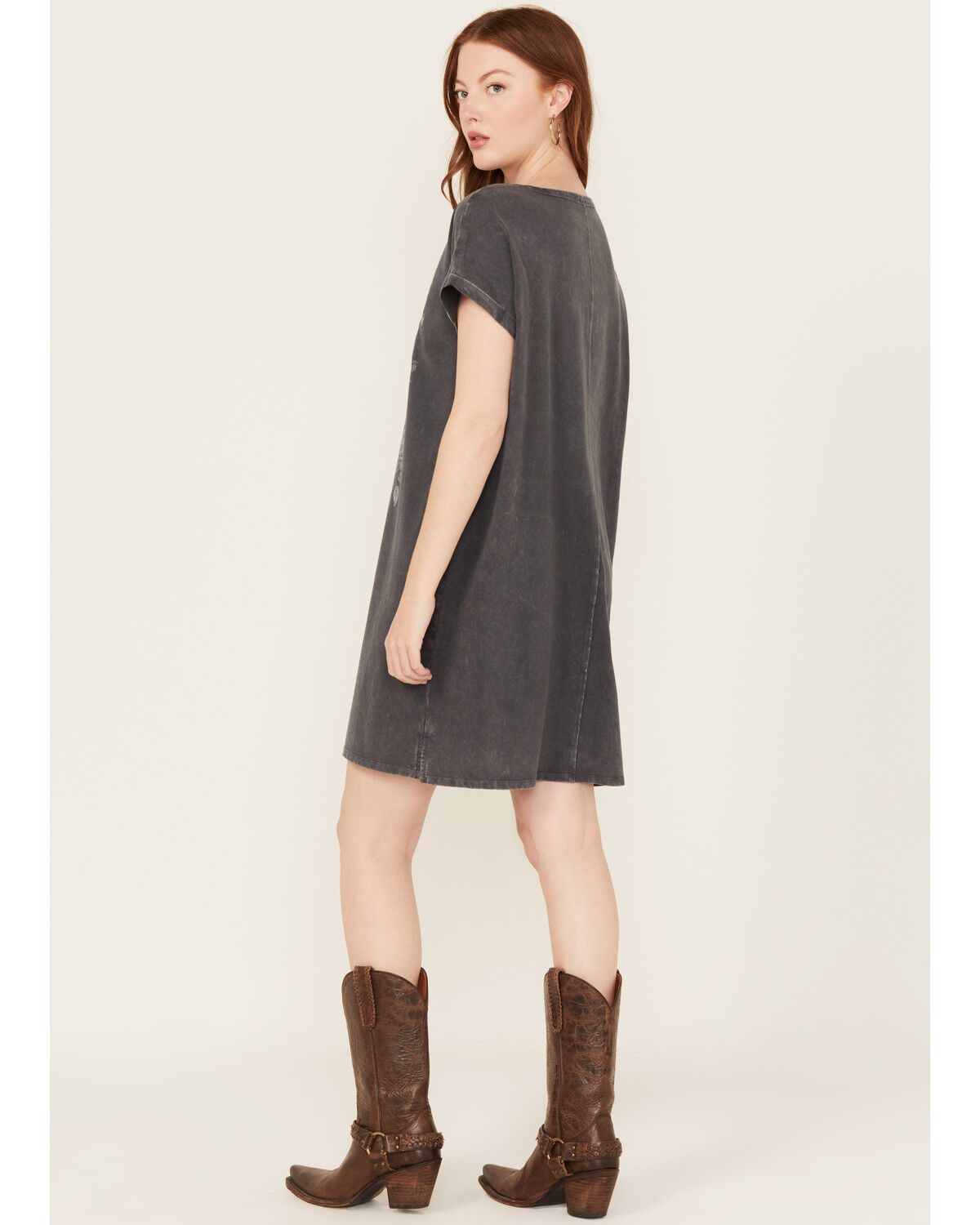 Image #4 - Cleo + Wolf Women's Coleson Short Sleeve Graphic Mini T-Shirt Dress, Charcoal, hi-res