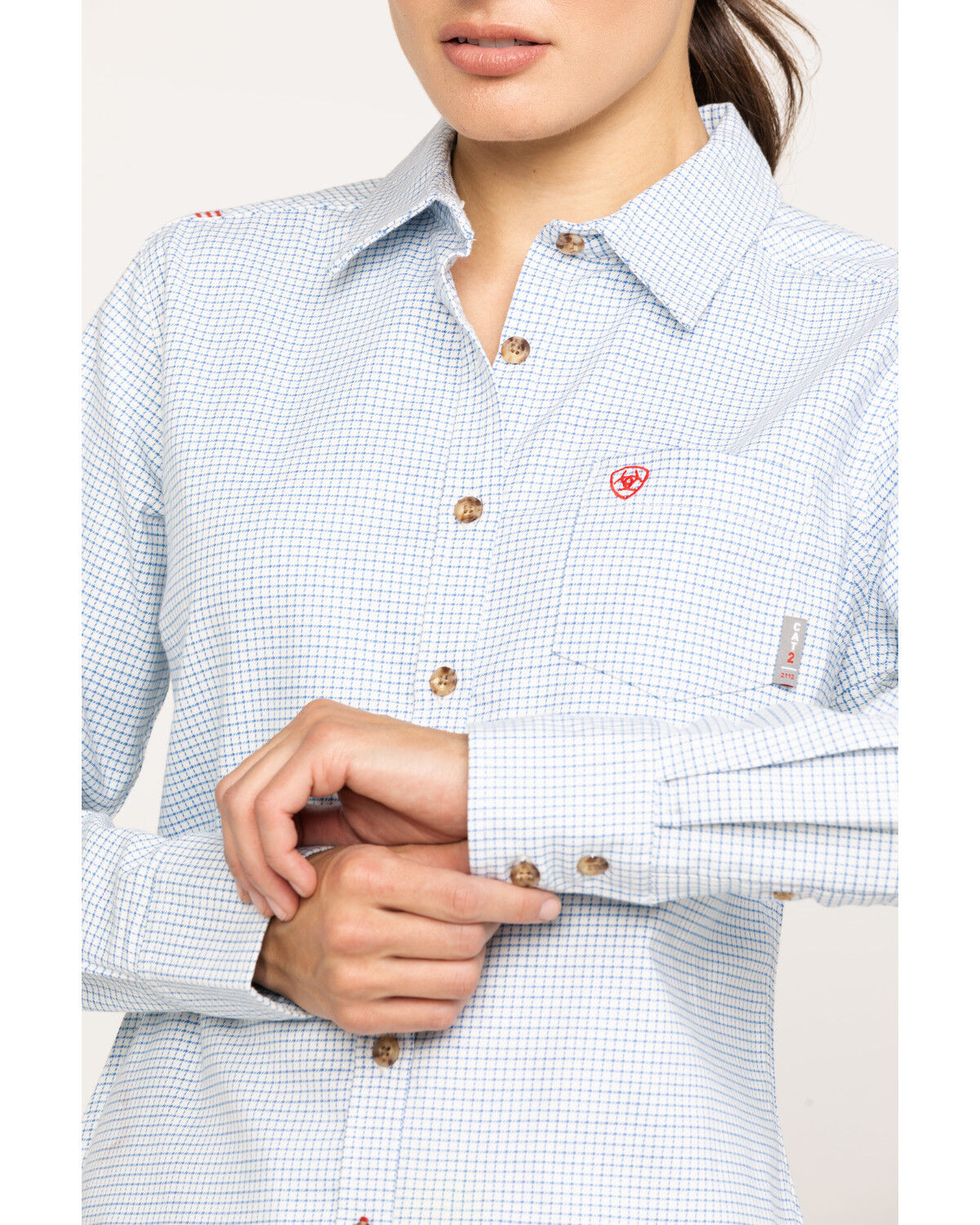 Image #4 - Ariat Women's FR Hermosa Durastretch Work Shirt, White, hi-res