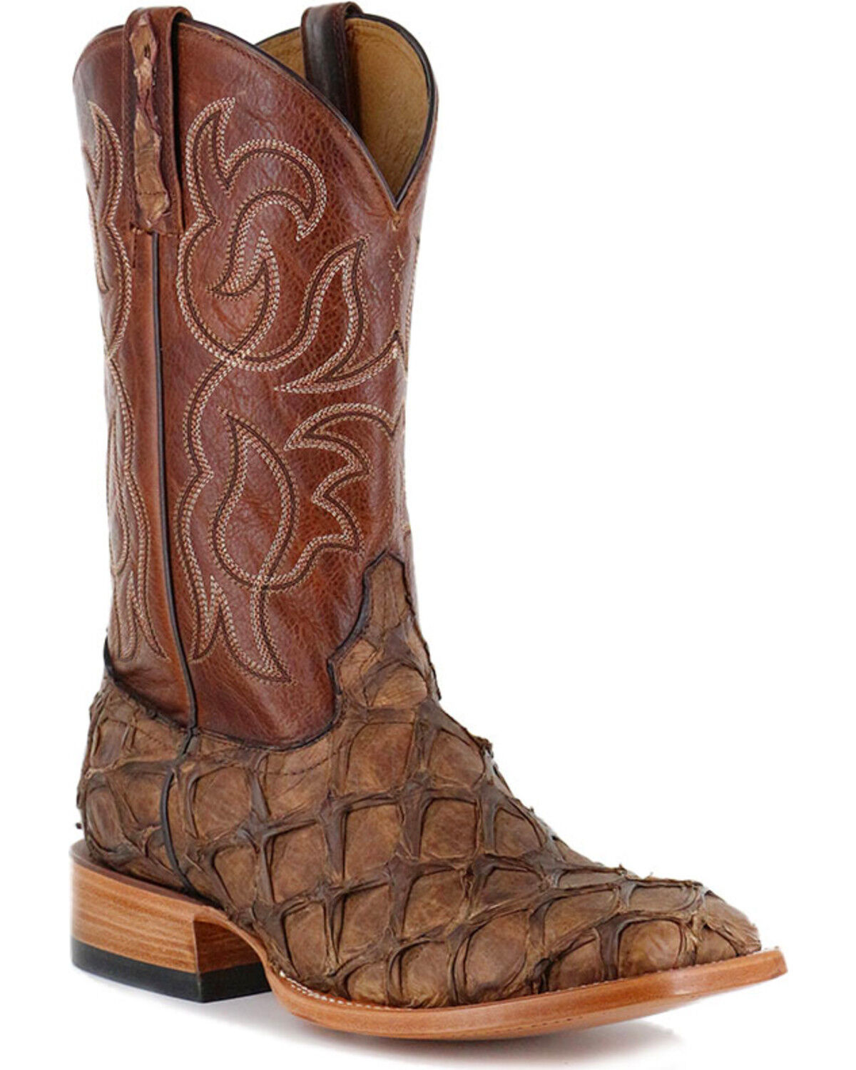 Mens Cognac Genuine Leather Exotic Crocodile Alligator Belly Cowboy Boots 